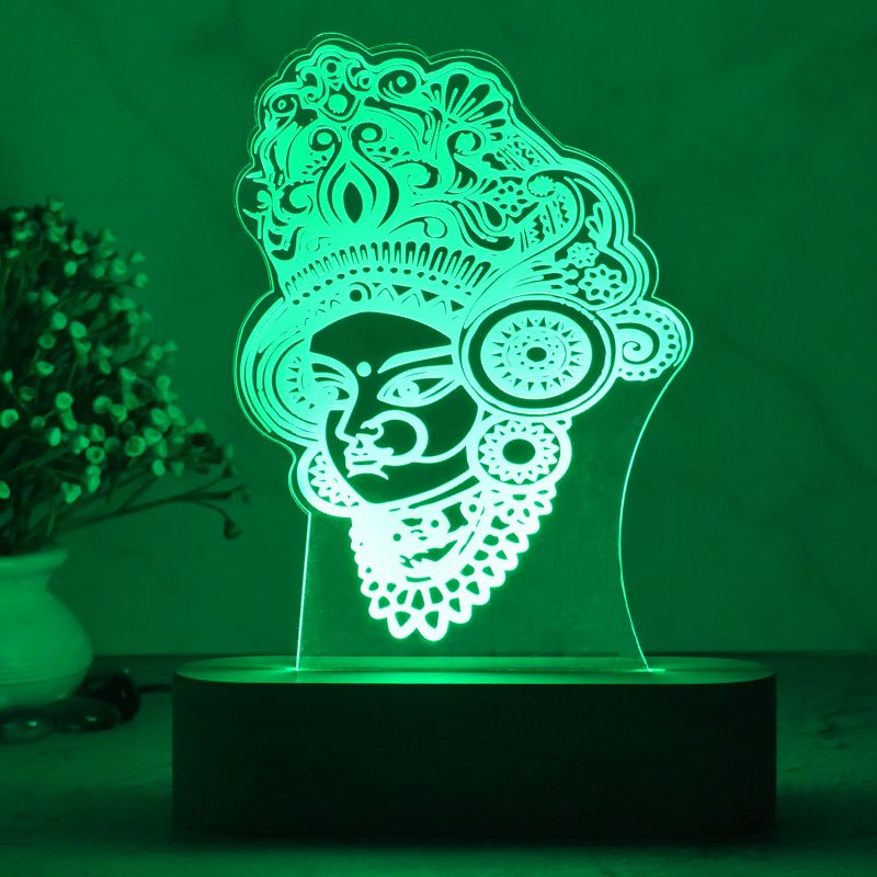 3D Illusion Durga Mata Led Night Lamp with 7 Color Changing Light | God Desk Table Lamp